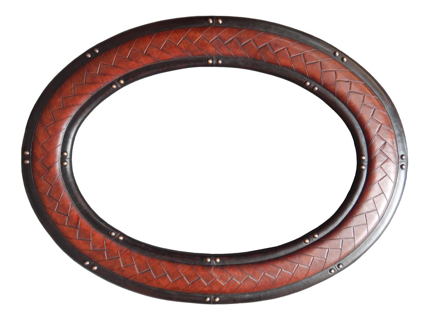 leather mirror frames oval