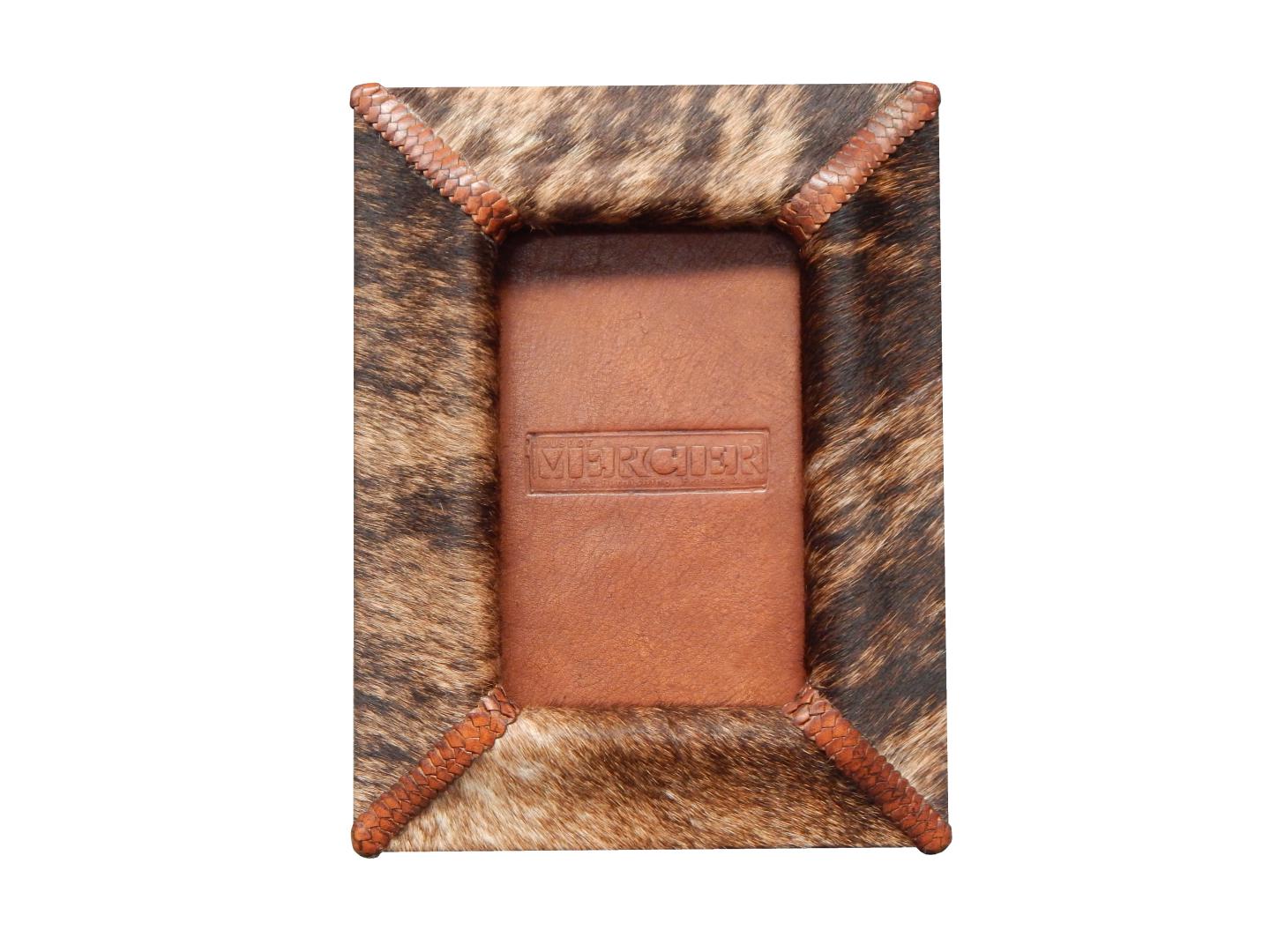 leather photo frame with cowhide rea