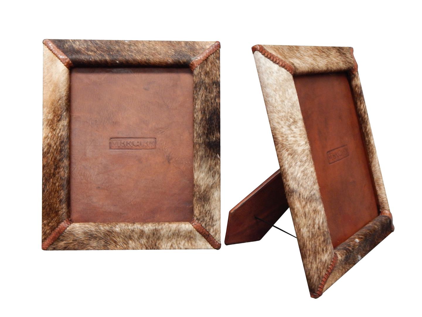 leather photo frame with cowhide rea