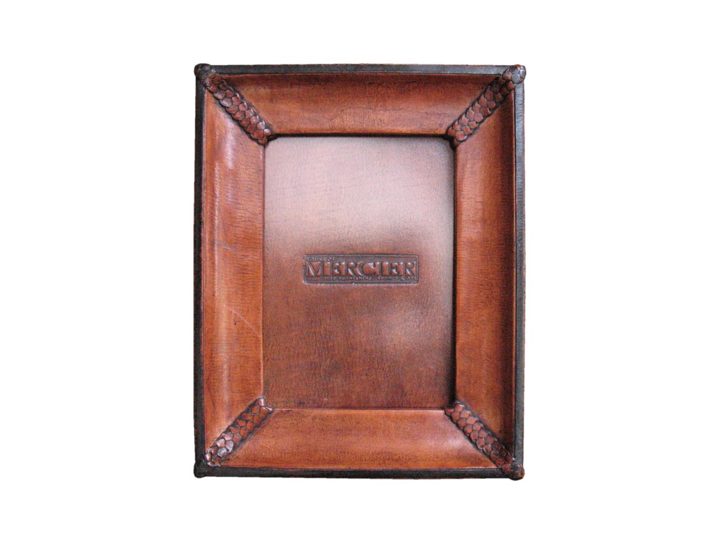 leather photo frame with fake cut