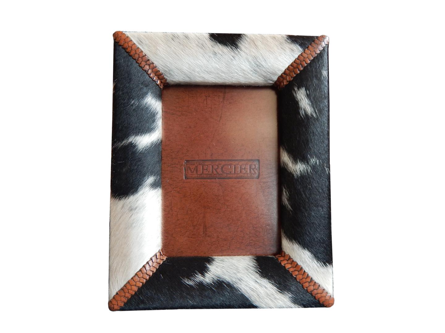 leather photo frame with cowhide real
